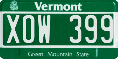 VT license plate XOW399