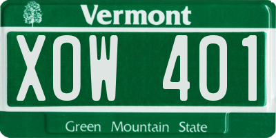 VT license plate XOW401