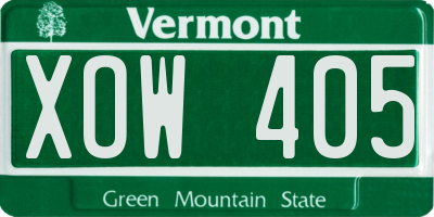 VT license plate XOW405