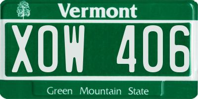 VT license plate XOW406