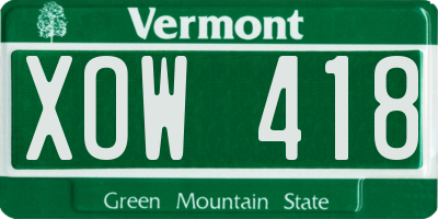 VT license plate XOW418