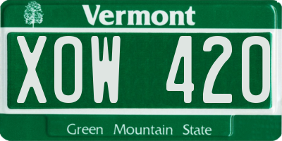 VT license plate XOW420
