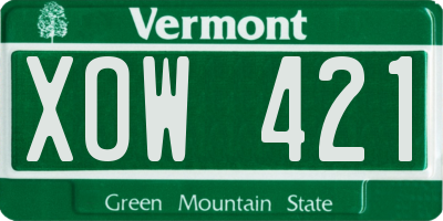 VT license plate XOW421