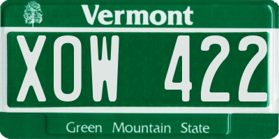 VT license plate XOW422