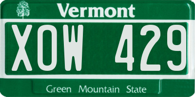 VT license plate XOW429