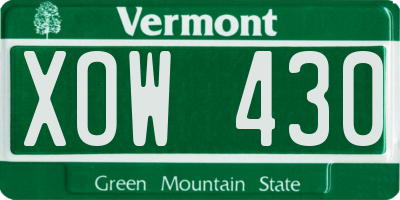 VT license plate XOW430