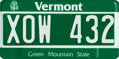 VT license plate XOW432