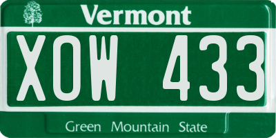 VT license plate XOW433