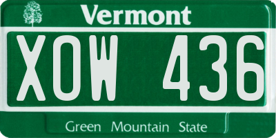 VT license plate XOW436