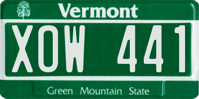 VT license plate XOW441