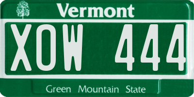 VT license plate XOW444