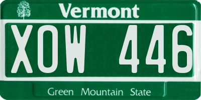 VT license plate XOW446