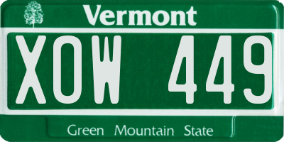 VT license plate XOW449