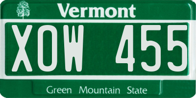 VT license plate XOW455