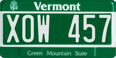 VT license plate XOW457
