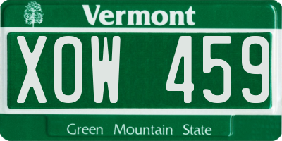 VT license plate XOW459