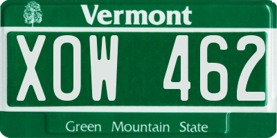 VT license plate XOW462
