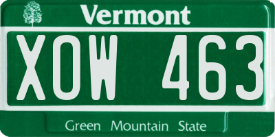 VT license plate XOW463