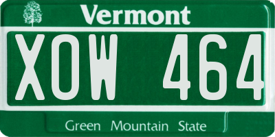 VT license plate XOW464