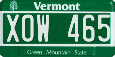 VT license plate XOW465