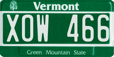 VT license plate XOW466