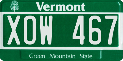 VT license plate XOW467