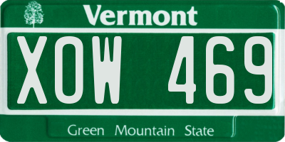 VT license plate XOW469