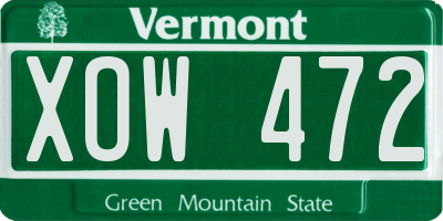 VT license plate XOW472