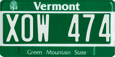 VT license plate XOW474