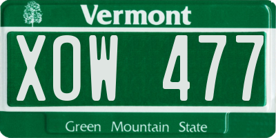VT license plate XOW477