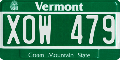 VT license plate XOW479
