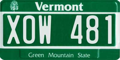 VT license plate XOW481