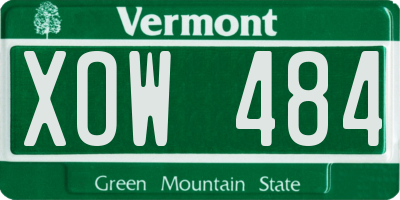 VT license plate XOW484