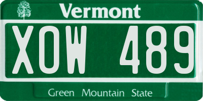VT license plate XOW489