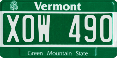 VT license plate XOW490