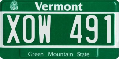 VT license plate XOW491