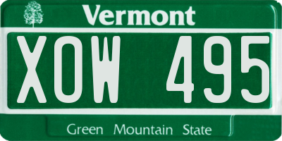 VT license plate XOW495