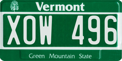 VT license plate XOW496