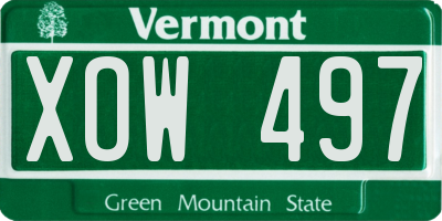 VT license plate XOW497