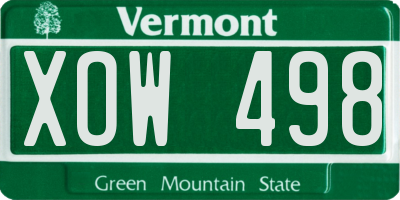 VT license plate XOW498