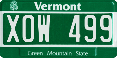 VT license plate XOW499