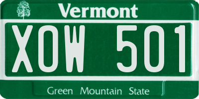 VT license plate XOW501