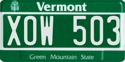 VT license plate XOW503