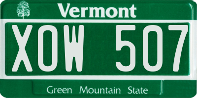 VT license plate XOW507