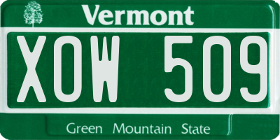 VT license plate XOW509