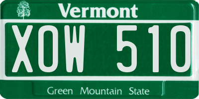 VT license plate XOW510