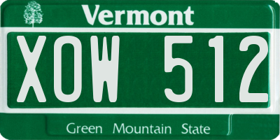VT license plate XOW512