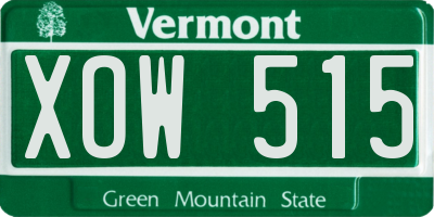 VT license plate XOW515