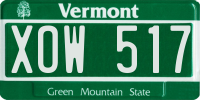 VT license plate XOW517