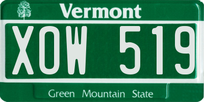 VT license plate XOW519
